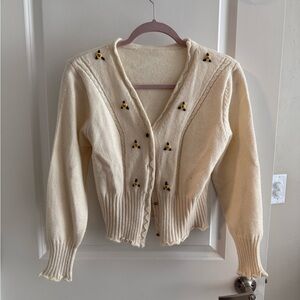 Cream Embroidered Women's Sweater
